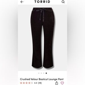 Torrid Black Velour Bootcut Lounge Pants